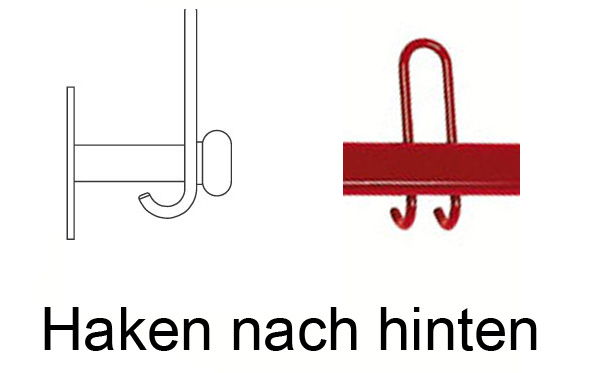 Haken nach hinten zeigend